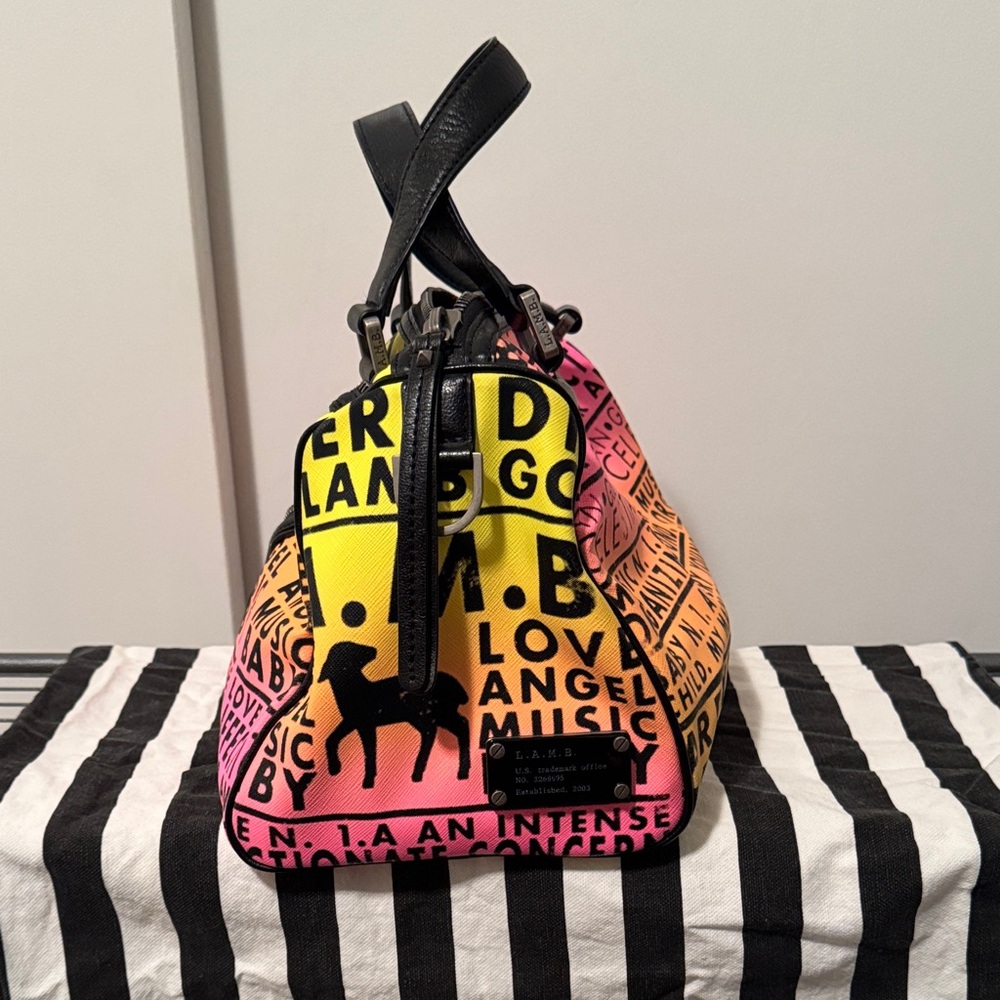 L.A.M.B. Yellow and Pink Graphic Satchel - Picture 9 of 12